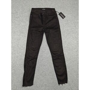 Black Orchid Skinny Jeans Womens 27 Black Dark Wash Stretch Raw Hem Denim 27x30